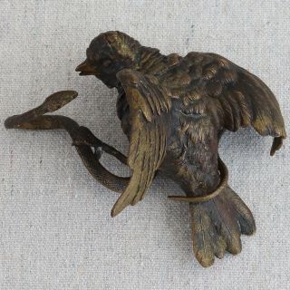 Franz Bergman ? Austrian Vienna Bronze Bird Fighting Snake Paperweight Sculpture 4