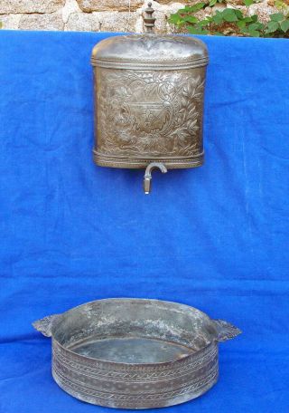Very Rare 18th Century French Engraved Revolutionary Pewter Fountain Circa 1790