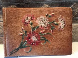 Vintage Antique Postcard Album Embossed Texoloid Hand Painted 38 Pages