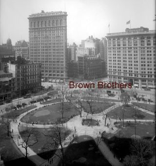 1900s York City Flatiron Building Fifth Ave Broadway Photo Glass Negative Bb
