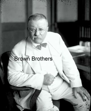 1900s President Theodore Roosevelt Portrait Bully Glass Photo Negative - Bb