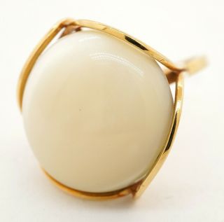 Prouds Designer Signed Vintage 18k Gold 19.  5mm Mother Of Pearl Cocktail Ring