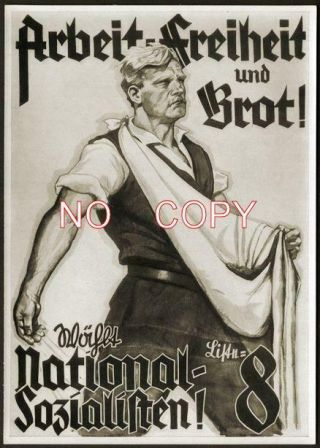 Vintage Ww2 Nazi German Election Poster,  Photo Print With German Propaganda