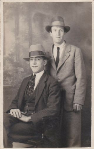 Old Photo Men Fashion Suit Hat Bristol 1930 Th182