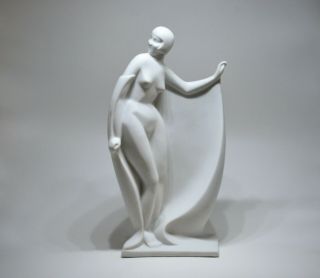 Antique Limoges France Art Deco White Nude Lady Porcelain Figurine.