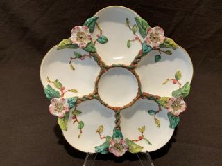 Antique Bodley/ Richard Briggs 5 803 Oyster Plate Gold Rim Flower Hand Painted