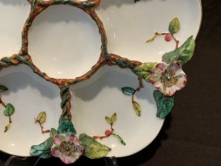 Antique Bodley/ Richard Briggs 5 803 Oyster Plate Gold Rim Flower Hand Painted 5