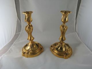 Very Fine French Louis Xv Style Gilt Bronze Candlesticks,  Circa 1890