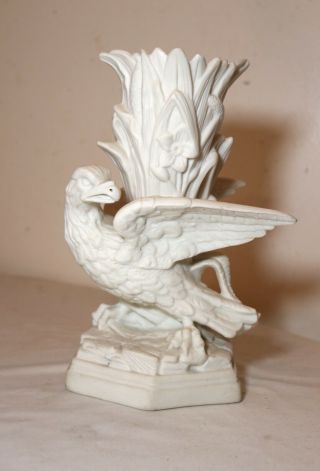 Antique 19th Century Parian Bisque Porcelain Figural Eagle Bird Spill Vase