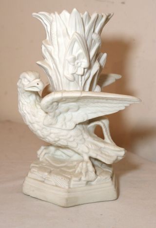 Antique 19th Century Parian Bisque Porcelain Figural Eagle Bird Spill Vase.