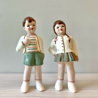Vintage Rare Florence Ceramics Set Boy Girl 40s 50s School Age