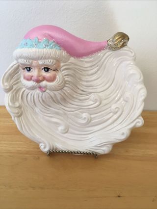 Fitz And Floyd Omnibus Hand Painted Ceramic 1994 Santa Face Tray Plate