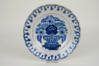 Antique 18th Century Delft Blue And White Pancake Plate,  20 Cm / 8 Inch (nr1)