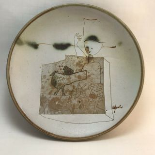 Susana Espinosa Pottery Ceramic Plate Bird Elk Signed Artwork Wonderful Vintage