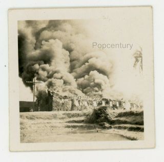 Photograph 1944 Ww2 China Cbi Kunming Mess Hall Fire 907th Engineers Hq Photo