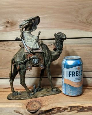 Antique Signed Austrian Bronze Camel Arabian Inkwell Sculpture Franz Bergman 10 "