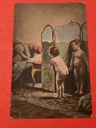 Vintage Postcard,  1892,  Nanny Bathing Children,  Antique Art Postcard P13 2