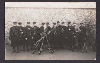 Photo Gendarmes Gendarmerie Fusils En Faisceau Ww2 Guerre 39 - 45