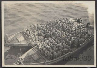 Iq6 Ww2 Japan Army Photo Squeezed Soldiers On Landing Boats At China