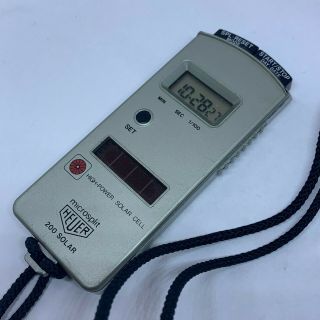 Vintage Rare Heuer Microsplit Timer Stopwatch Stop Watch Solar Powered Grey