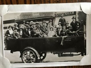 3 X Old Vintage Black & White Photographs,  Outing In A Large Vehicle Vgc