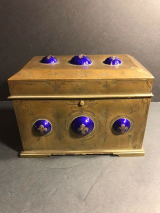 An Antique Bronze And Enamel French Box / Circa 1880
