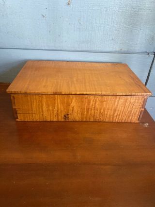 19th Century Tiger Maple Box Dovetailed