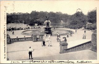 Vintage 1905 Bethesda Fountain,  Central Park,  York City Ny Postcard