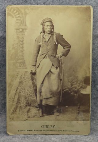 Vintage 1880’s Cabinet Card Curley General Custer Scout D.  F.  Barry