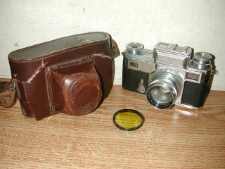 Vintage Zeiss Ikon Contax Iii 35mm Rangefinder Film Camera W/ Case & Lens Filter