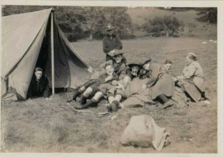 Old Photo Boy Scout Uniform Children Camping Wray 1930s Th436