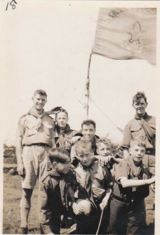 Old Photo Boy Scout Uniform People Children Camping Golborne 1930s Cv469