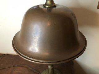 Antique Arts & Crafts Era Heavy Desk Lamp Solid Hammered Brass Copper 3 Lights 5