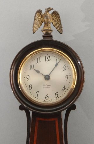 Antique Miniature Seth Thomas 4 - Jewel Mahogany Miniature Banjo Wall Clock 3