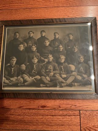 Vintge Football Team Framed Photo Late 1800’s Early 1900’s 18.  5 X 14 3/4