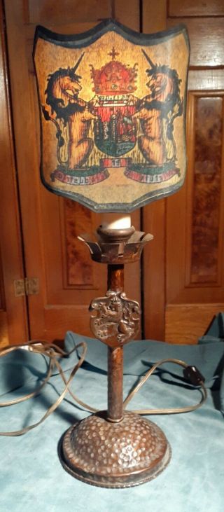 Heraldic Mica Sconce Mantle Lamp Circa 1900 - 1920 