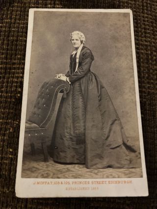 Victorian Cdv Photo Old Woman In Bonnet,  Full Length Image - Edinburgh
