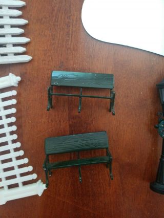 miscellaneous Christmas village fence benches light posts mailbox 3