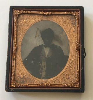 Antique Ambrotype African American Black Americana Young Man Photograph