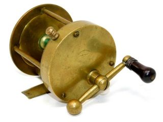 Vintage Conroy Made " A.  Clerk & Co.  - Ny " Brass Ny Style Ball Handle Reel