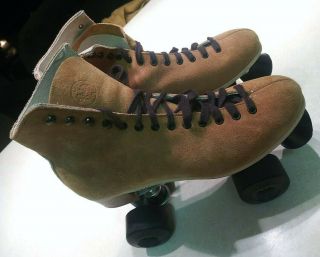 Vintage Riedell Roller Derby Suede Brown With Black Wheels Leather Size 9 Skates
