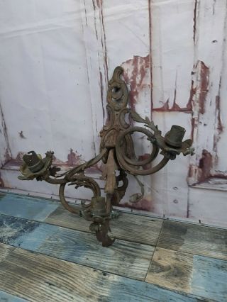 Vintage Antique French Rococo Bronze 3 Branch Arm Triple Wall Sconce Light