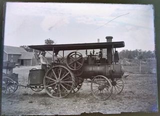 Antique Glass 7x5 Negatives Late 19thc Aultman Steam Tractor At Work Photographs