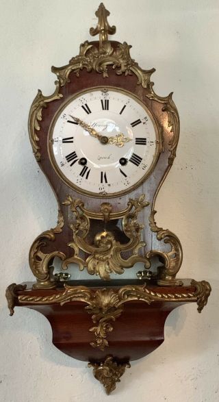 18th Century French Mahogany And Bronze Ormolu Bracket Clock