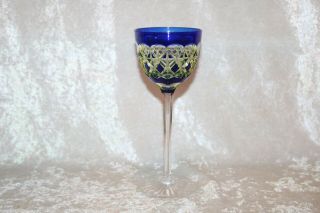 Ts Val St Lambert Cobalt Blue Cut To Vaseline Roemer Wine Glass