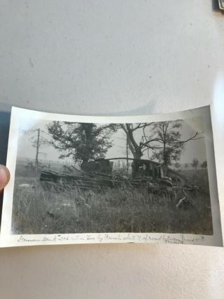 Rare Ww1 Photo - Us Army Marks - Postcard Size - Destroyed German Tank