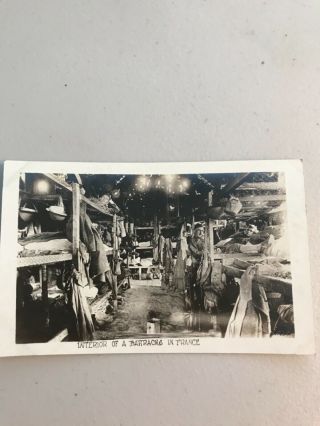 Ww1 World War 1 Rppc Real Photo Postcard - Barracks Interior - From Soldier