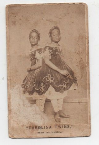 Rare 1866 Black Americana Cdv Photo " Carolina Siamese Twins " Millie Christina