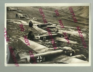 Ww2 1942 German Army Press Photo Luftwaffe Bombers Flying Raid Formation