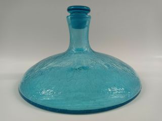 Vintage Blenko Crackle Glass Decanter 999 Ice Blue